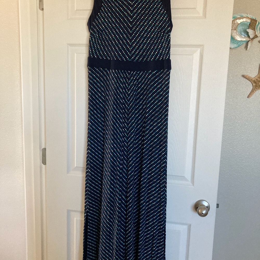 Lands End navy blue print maxi dress. - Picture 2 of 5